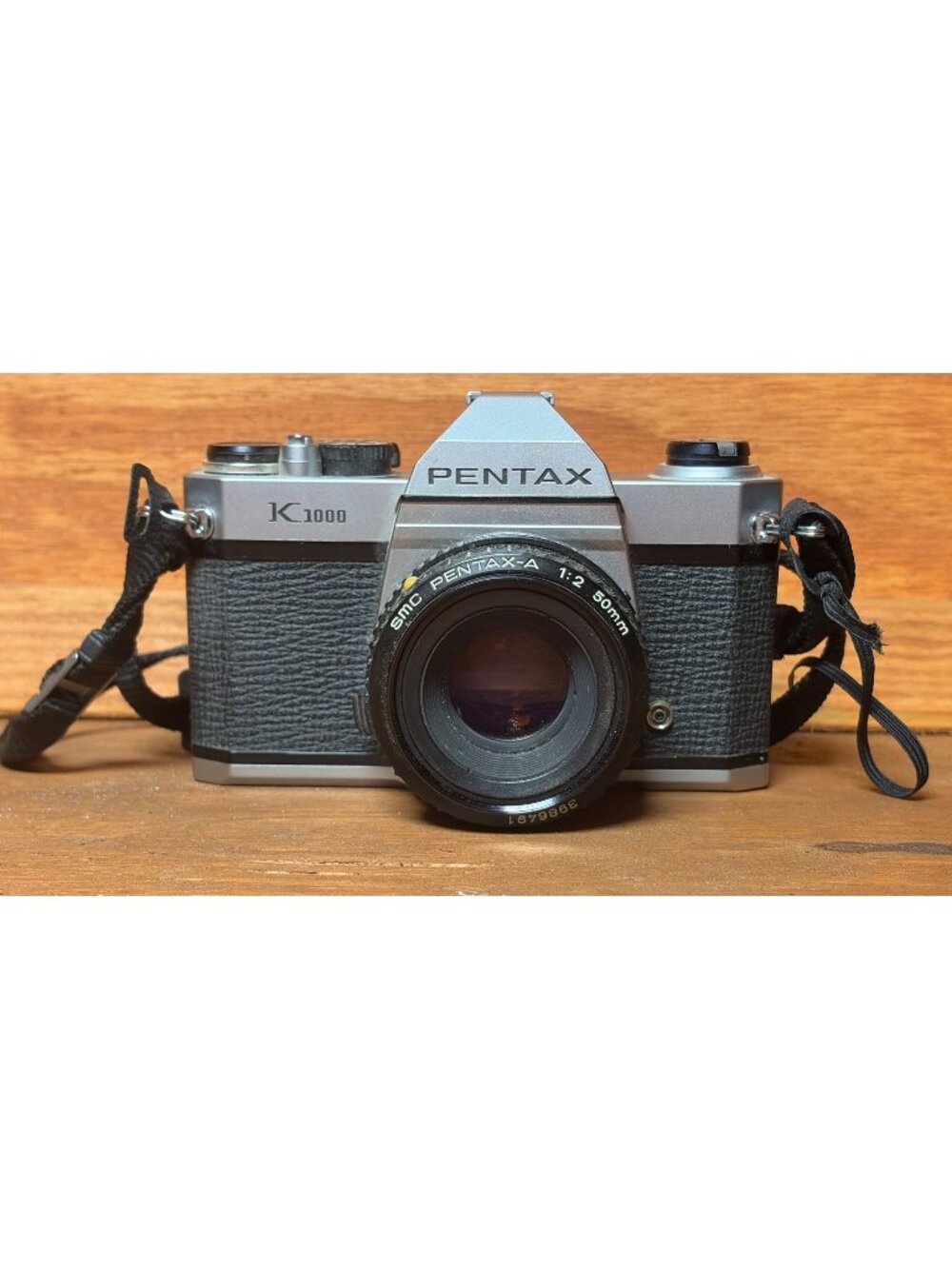 Pentax K1000 35mm Film Camera SMC Pentax-A 50mm F/2 Lens Black Silver Untested